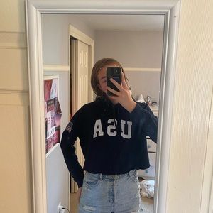 Brandy Melville Cropped USA Hoodie